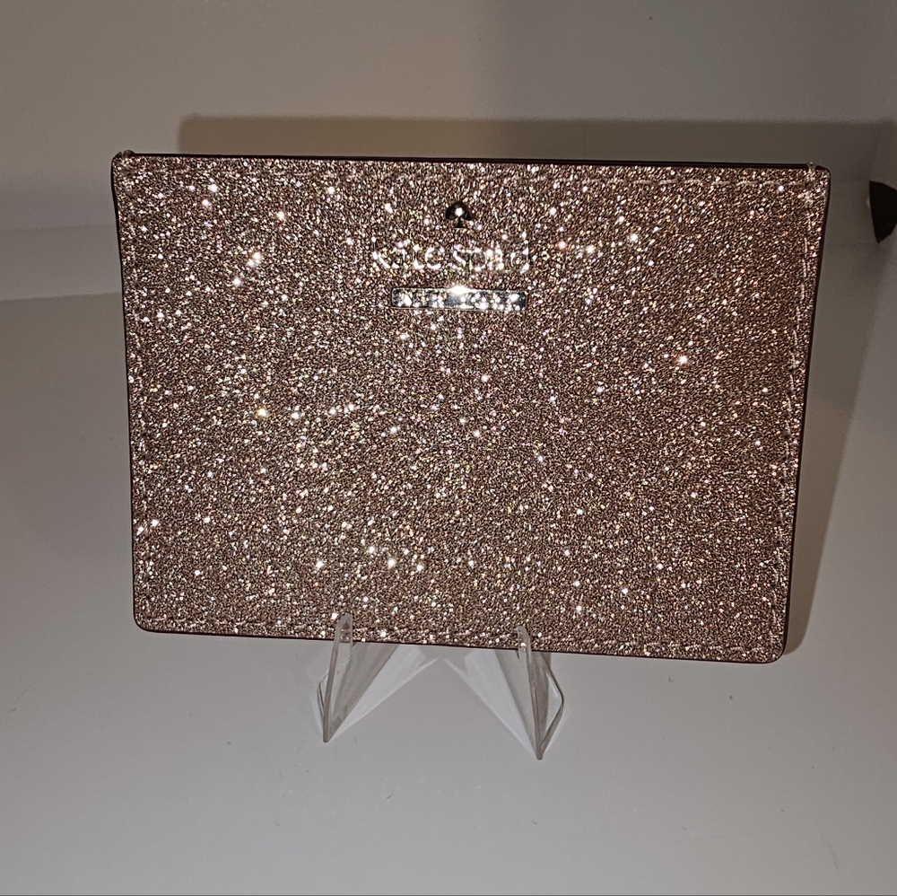 Kate Spade Glittery Pink Cardholder With Storybook Linning EUC
